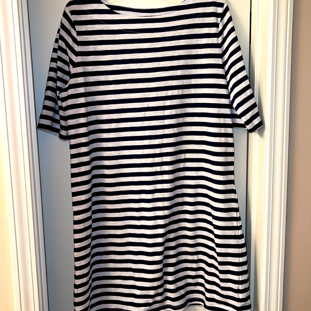 Navy and Cream Striped Dress